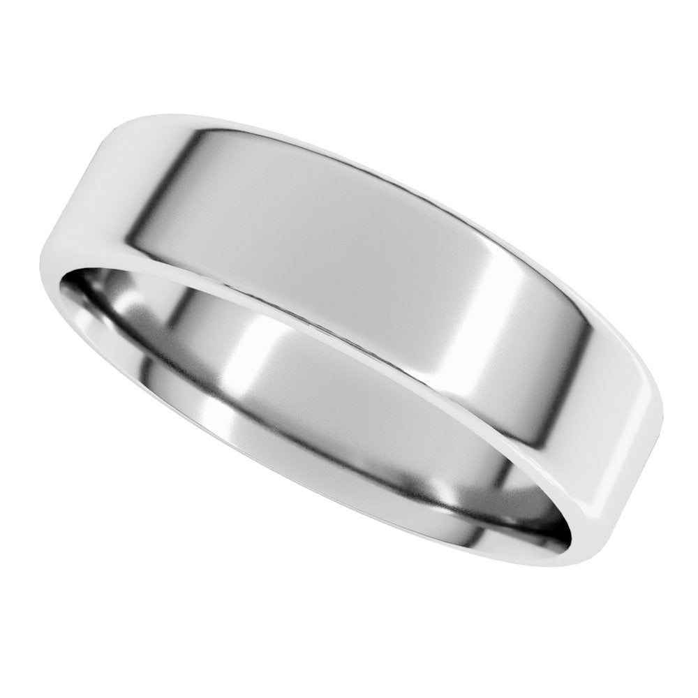 14K White Gold 6 mm Lightweight Round-Edge Comfort-Fit Flat Band Size 11