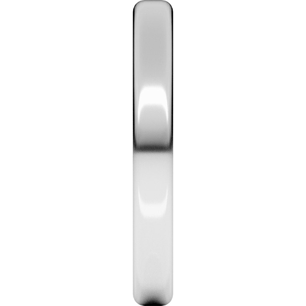 14K White Gold 3 mm Lightweight Round-Edge Comfort-Fit Flat Band Size 6.5