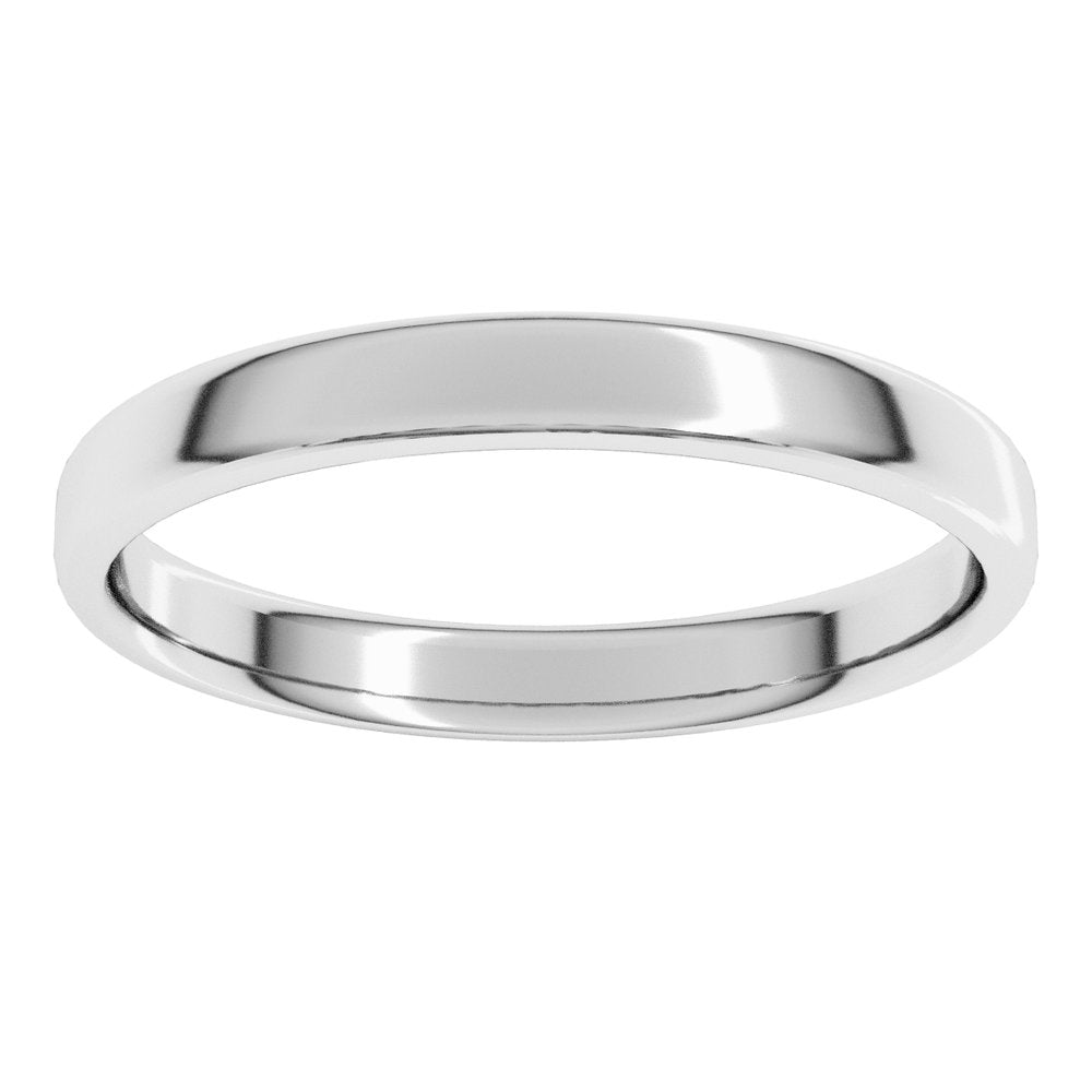 14K White Gold 3 mm Lightweight Round-Edge Comfort-Fit Flat Band Size 6.5