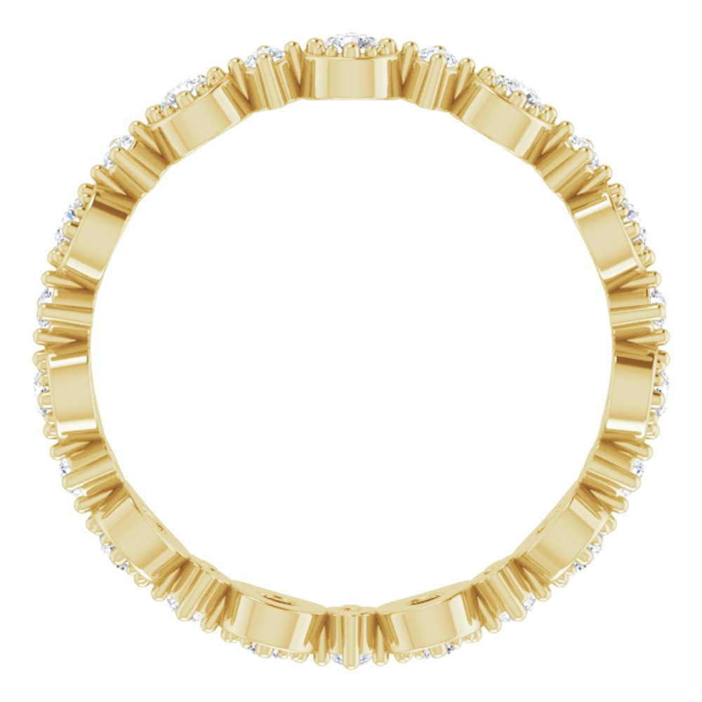 14K Yellow 1/2 CTW Natural Diamond Beaded Halo-Style Eternity Band