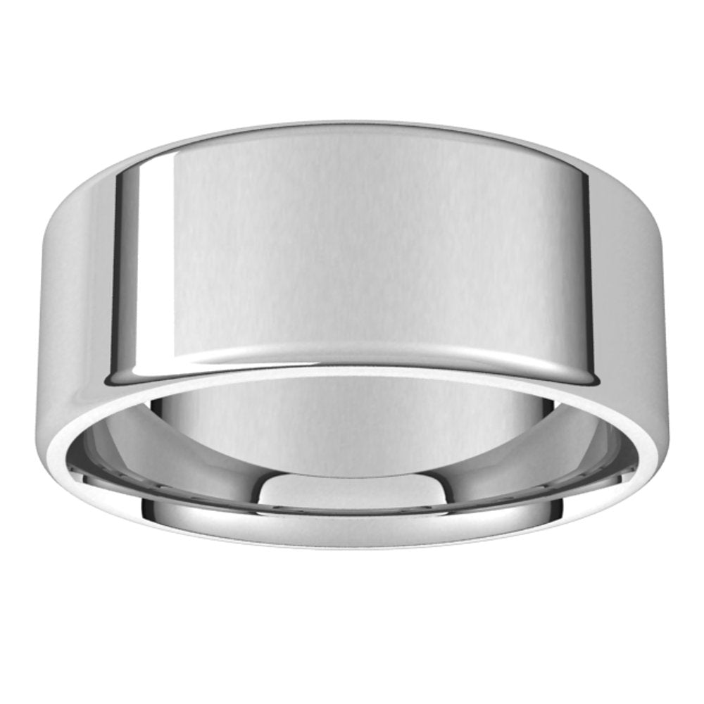 14K White 9 mm Lightweight Round-Edge Comfort-Fit Flat Band Size 9
