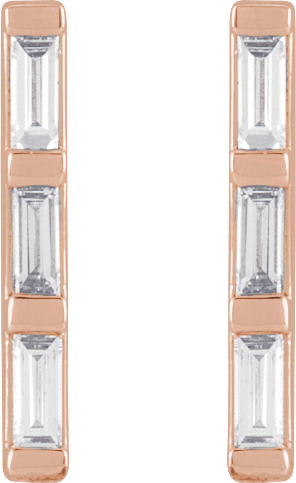 14K Rose 1/8 CTW Natural Diamond Bar Earrings