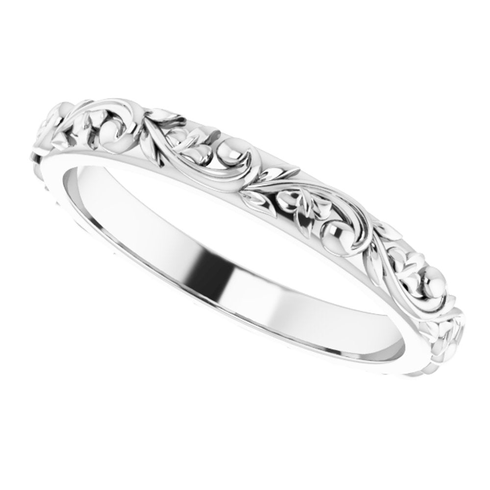 14K White Gold 2.5 mm Sculptural Band Size 5