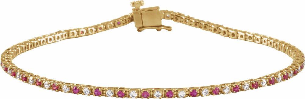14K Yellow Gold Natural Ruby & 5/8 CTW Natural Diamond Line 7 1/4" Bracelet