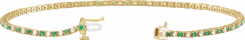 14K Yellow Gold Vermeil 5/8 CTW Lab-Grown Emerald & Lab-Grown Diamond Line 7 1/4" Bracelet