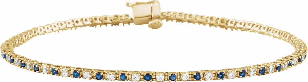14K Yellow Gold Natural Blue Sapphire & 5/8 CTW Natural Diamond Line 7 1/4" Bracelet