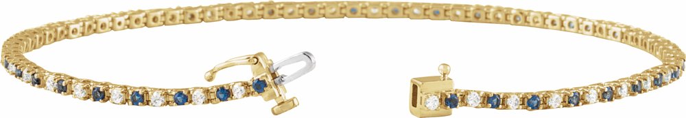 14K Yellow Gold Natural Blue Sapphire & 5/8 CTW Natural Diamond Line 7 1/4" Bracelet