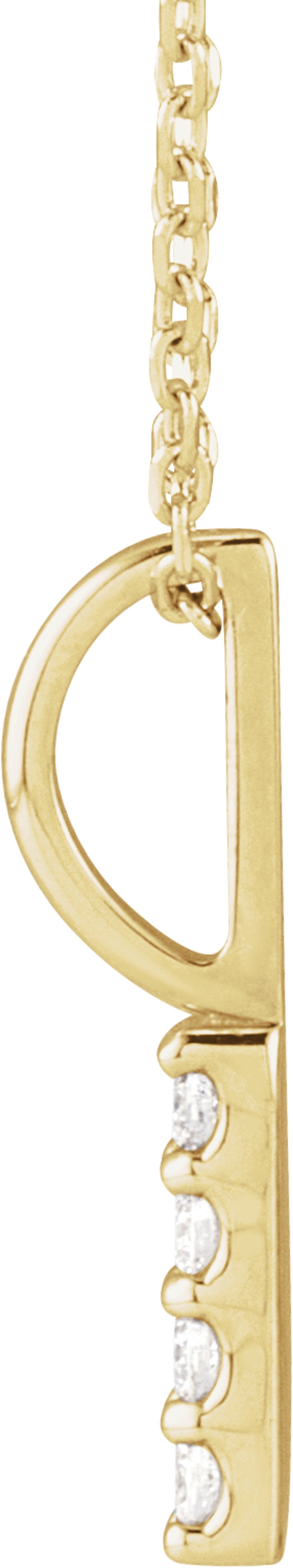 14K Yellow Gold .07 CTW Natural Diamond Vertical Bar 16-18" Necklace