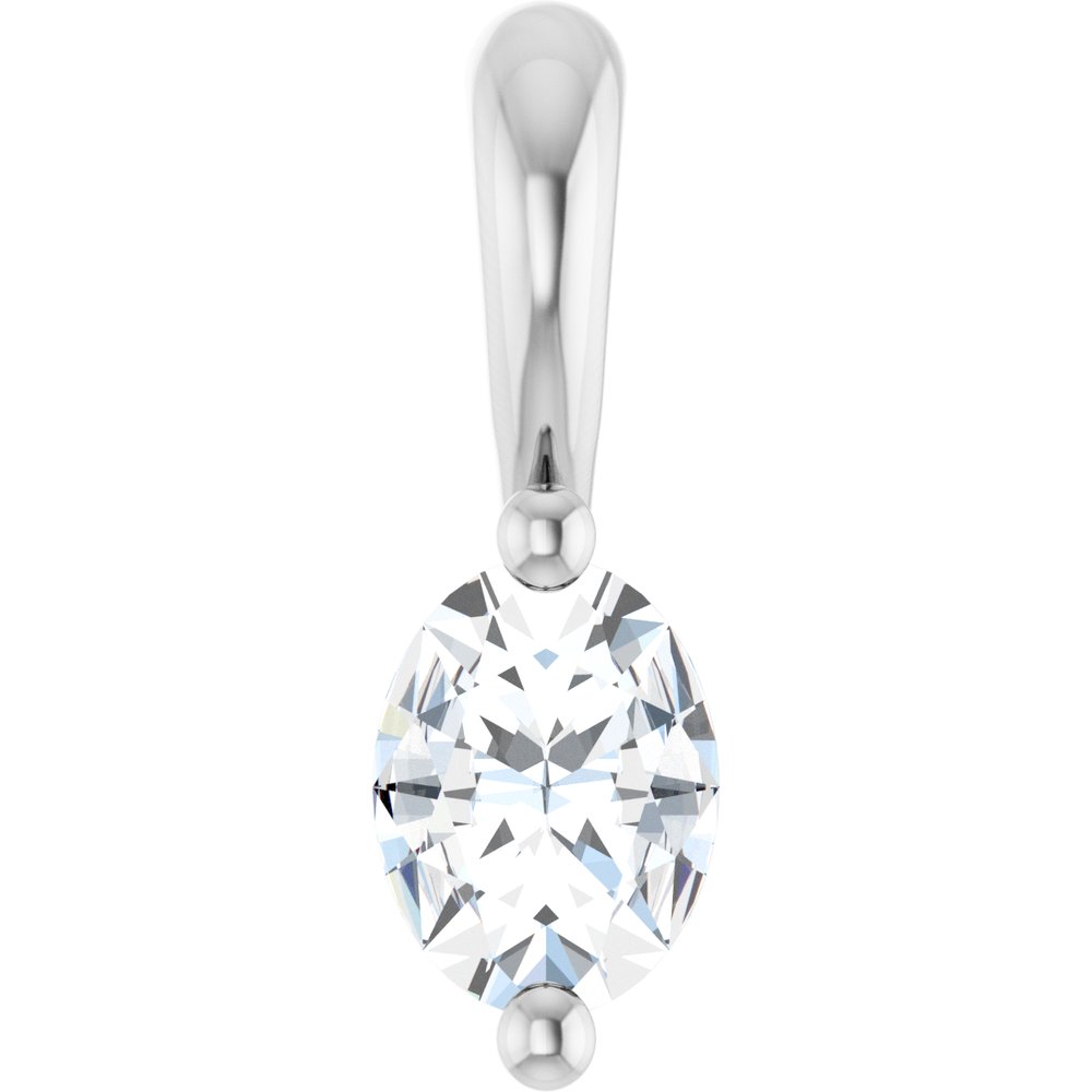 14K White 1/8 CT Natural Diamond Pendant