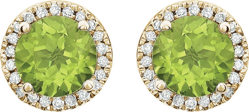 14K White Gold Natural Peridot & 1/8 CTW Natural Diamond Earrings