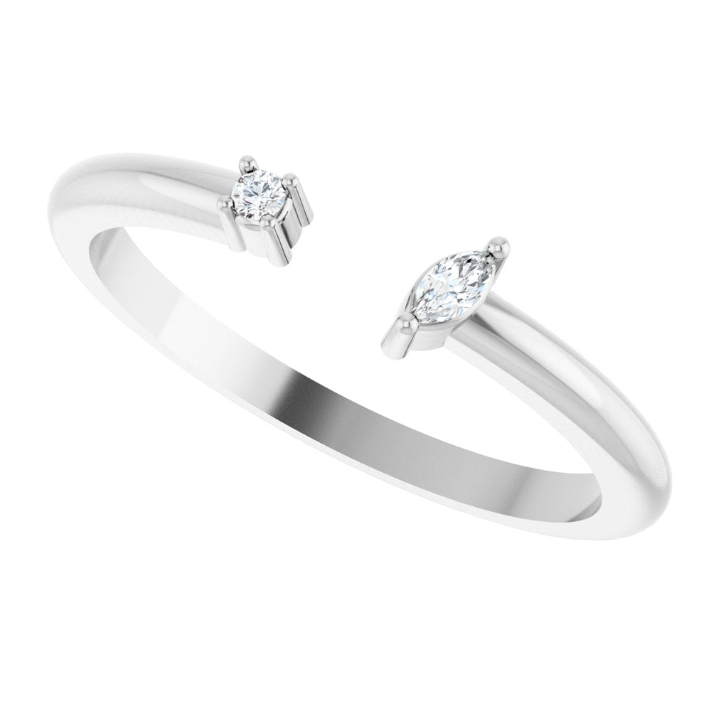14K White .04 CTW Natural Diamond Negative Space Ring