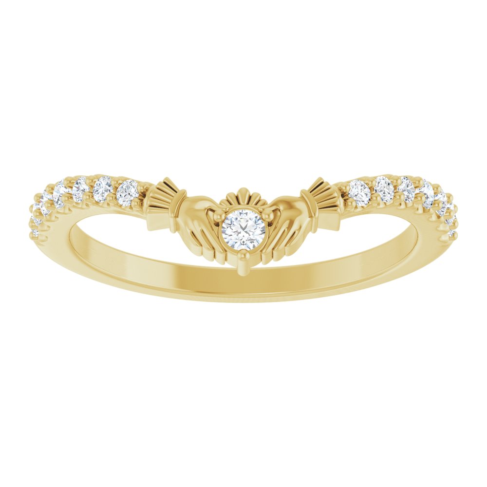 14K Yellow 1/5 CTW Natural Diamond Claddagh Contour Band
