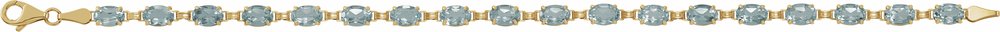 14K Yellow Gold Natural Sky Blue Topaz 7.25" Bracelet