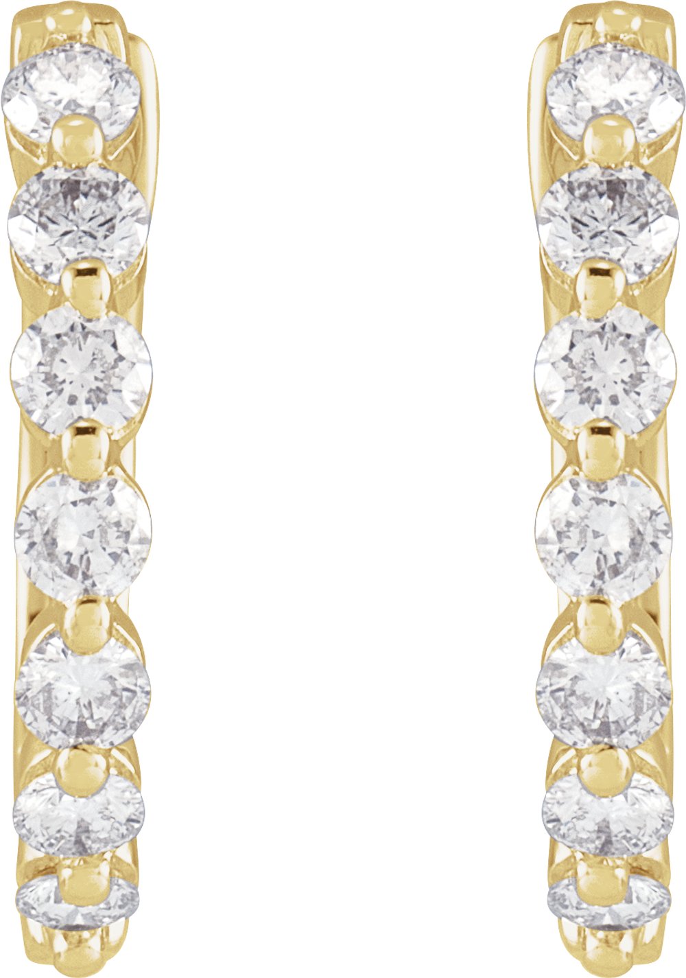14K Yellow Gold 1/2 CTW Natural Diamond Hinged 15.25 mm Hoop Earrings