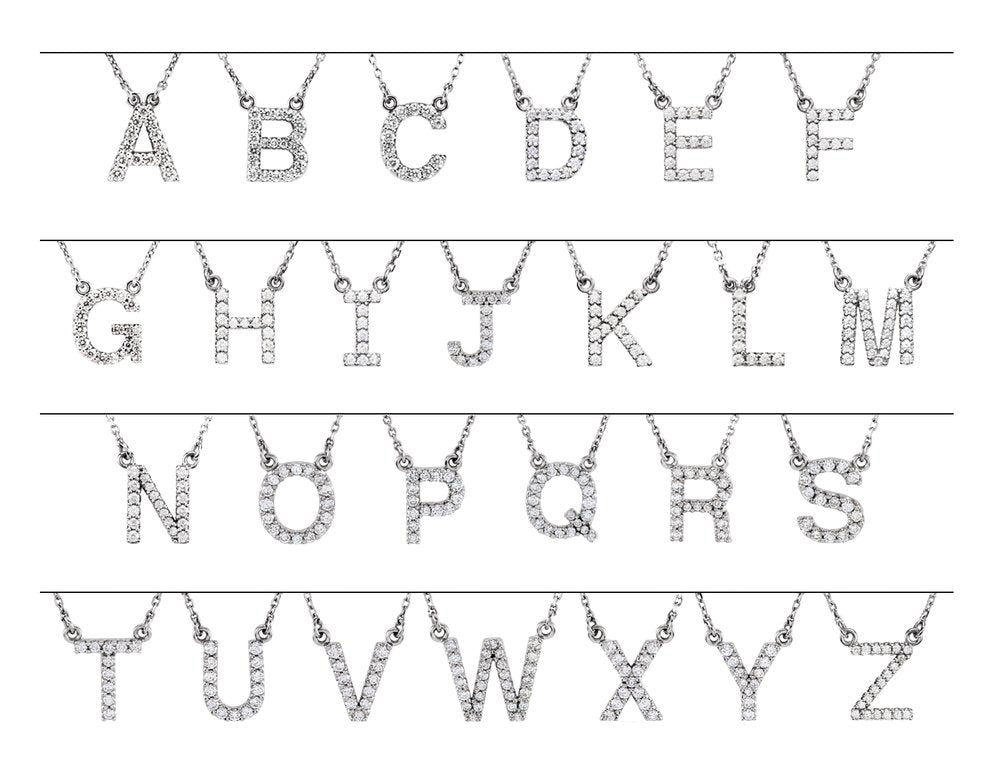 14K White 1/8 CTW Natural Diamond Initial X 16" Necklace