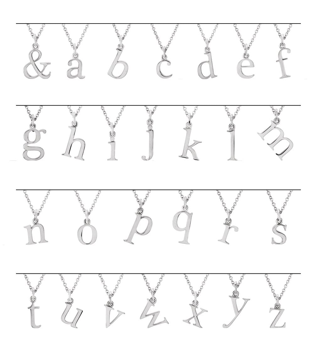 14K White Gold Lowercase Initial v 16" Necklace