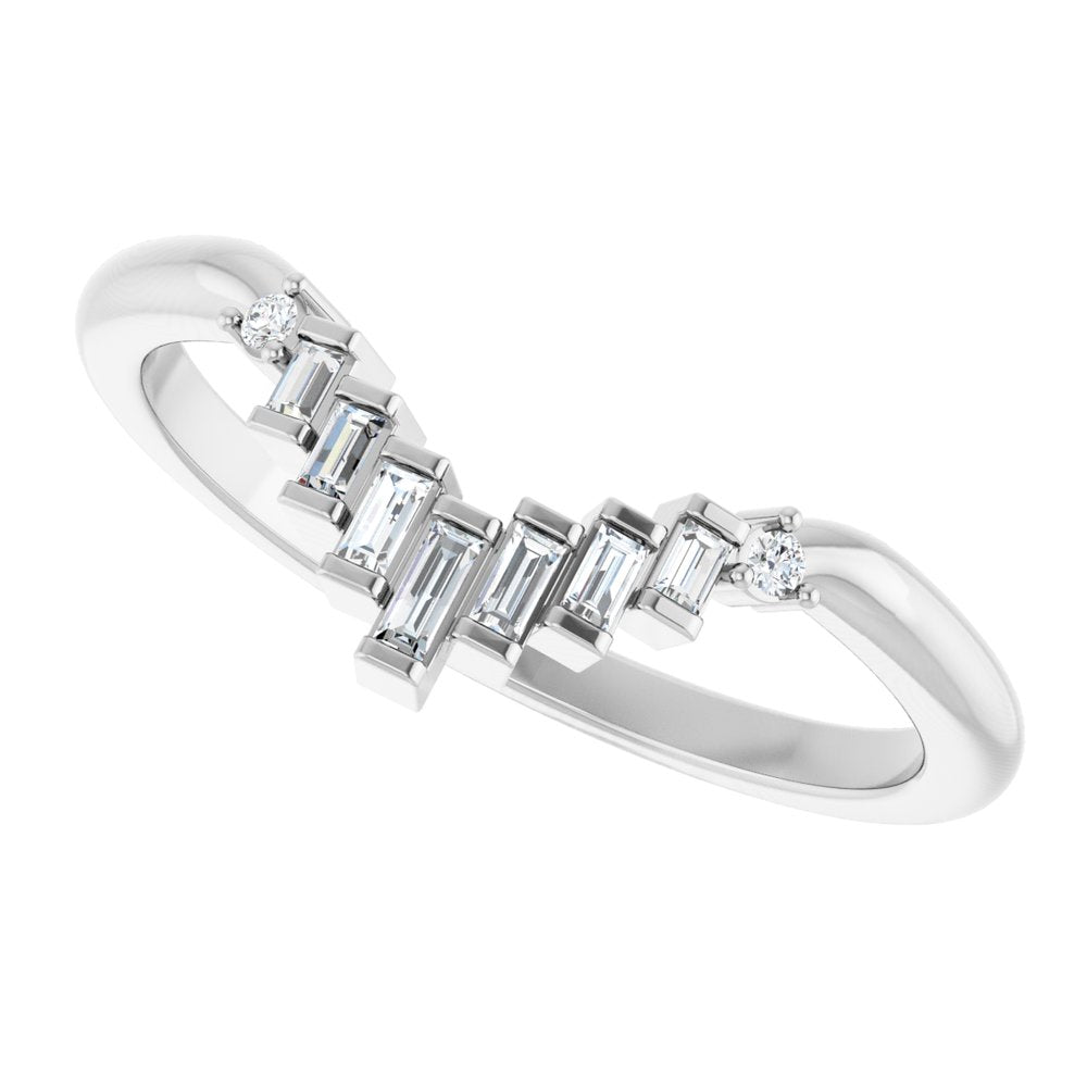 14K White Gold .08 CTW Natural Diamond Contour Band