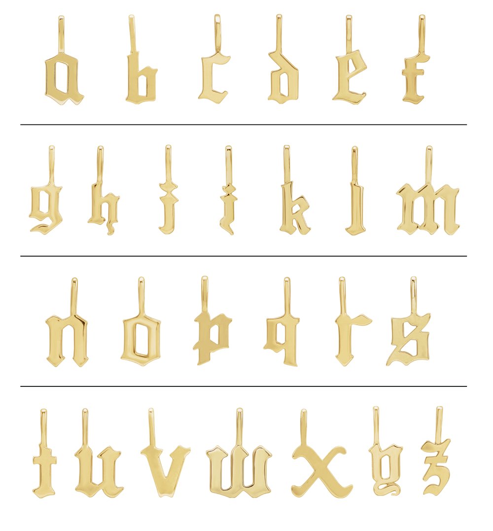 14K White Gothic Initial A Charm/Pendant