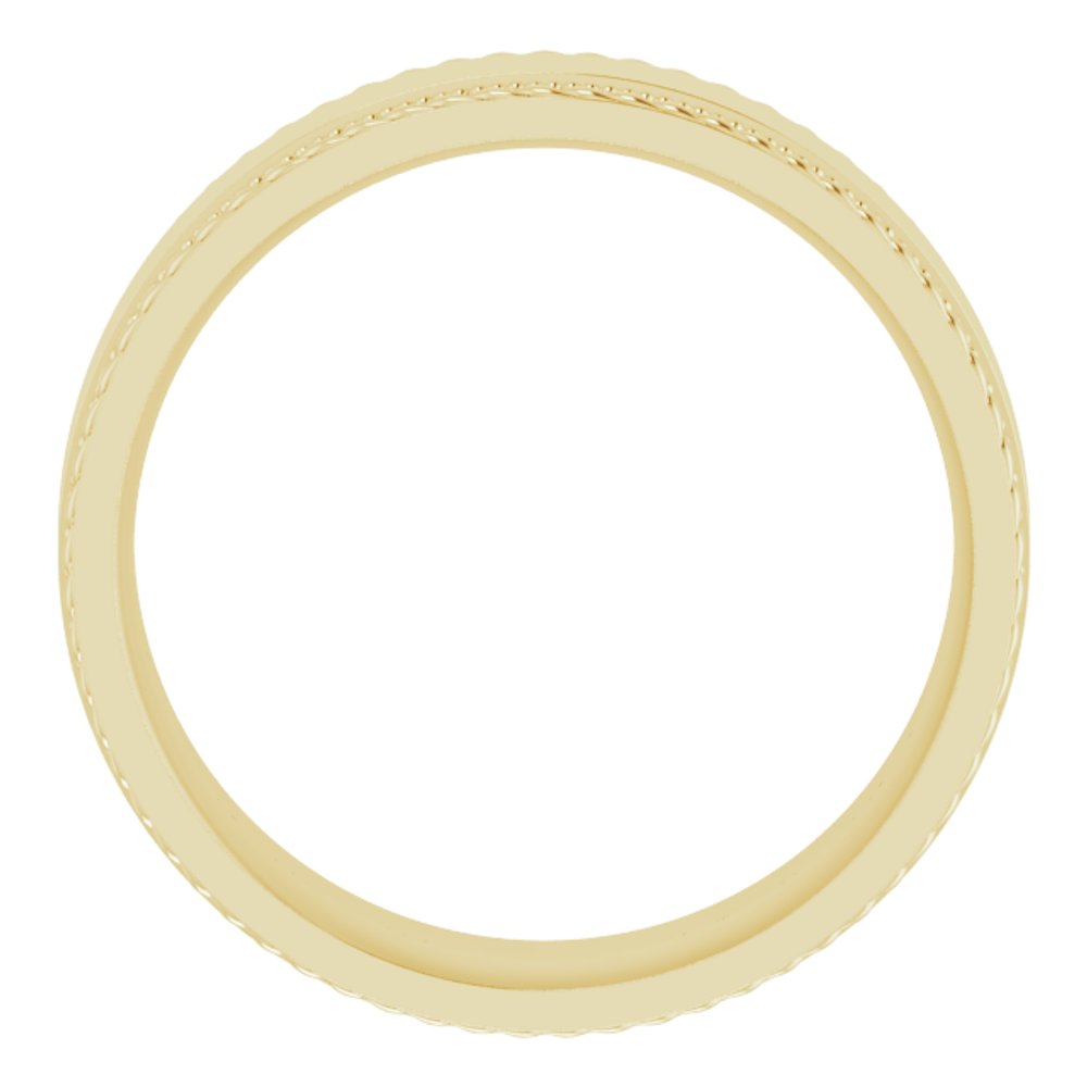 14K Yellow Gold 7 mm Milgrain & Rope Stepped-Edge Comfort-Fit Flat Band Size 8