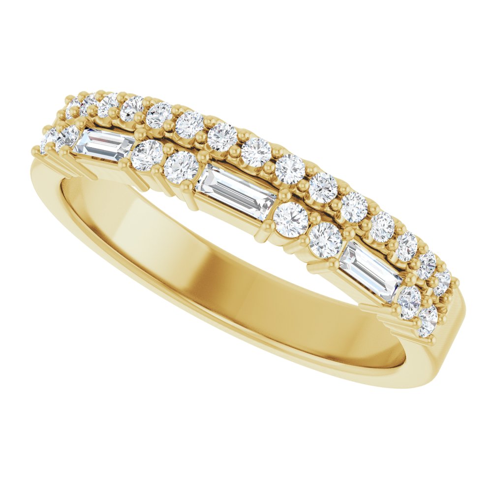 14K Yellow Gold 1/3 CTW Natural Diamond Double Row Anniversary Band