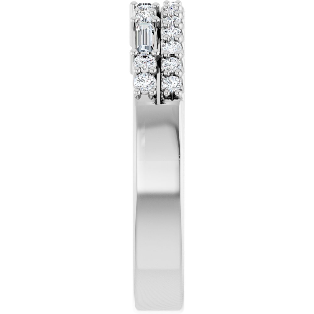 14K White Gold 1/3 CTW Natural Diamond Double Row Anniversary Band