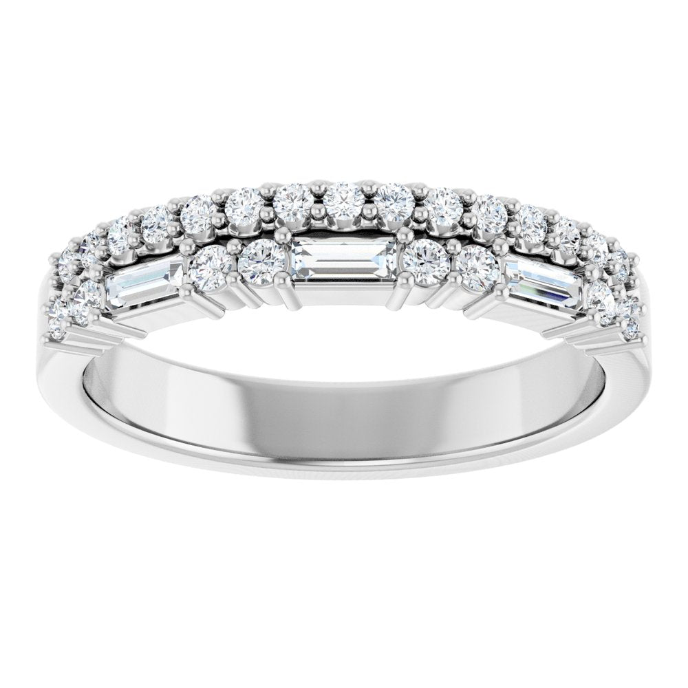 14K White Gold 1/3 CTW Natural Diamond Double Row Anniversary Band