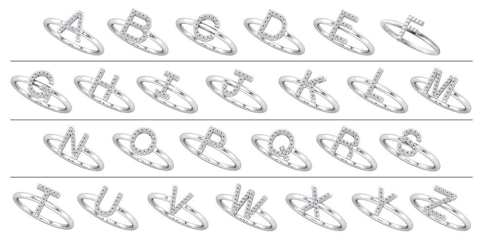 14K White Gold .04 CTW Natural Diamond Initial L Ring