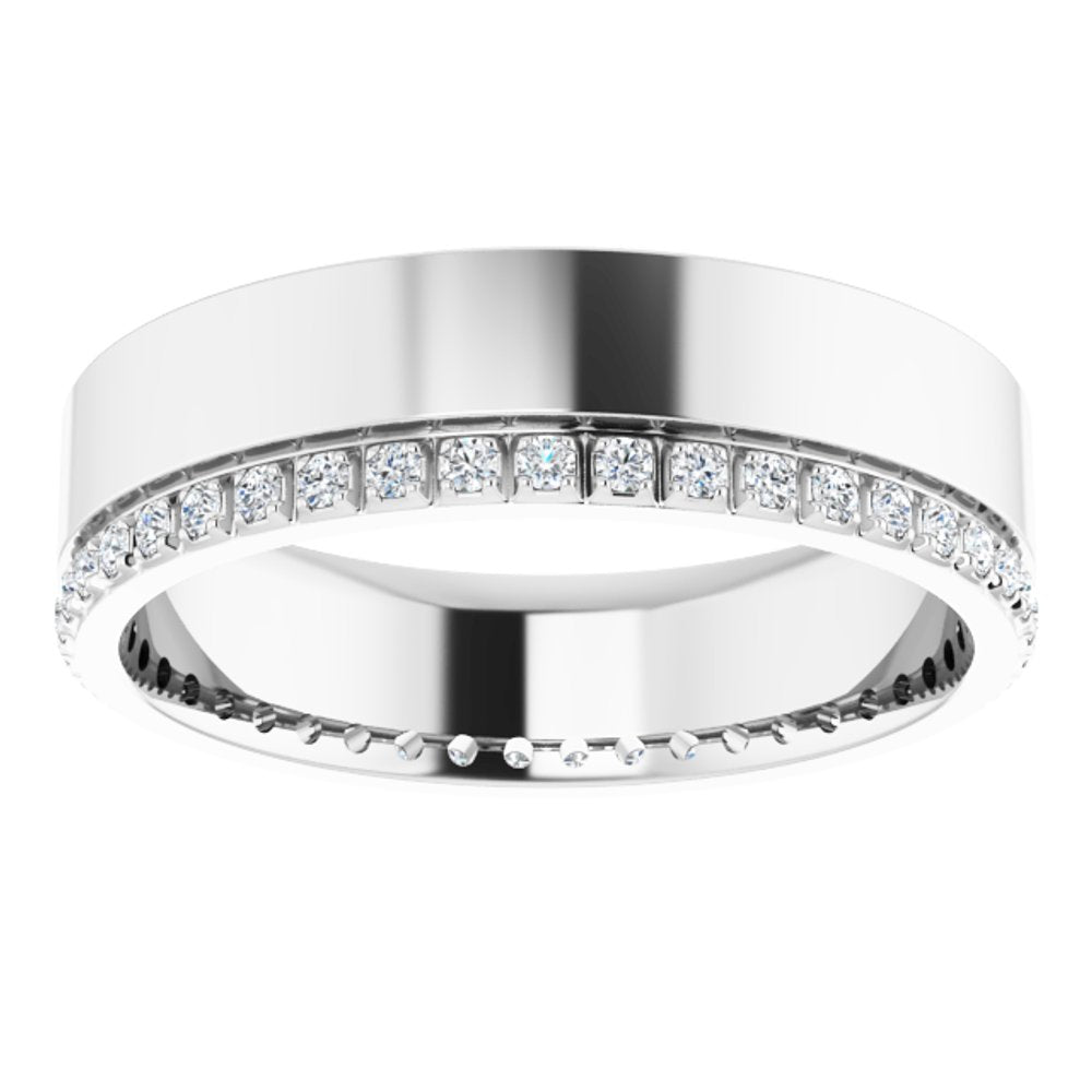 14K White Gold 3/8 CTW Natural Diamond Accented Band Size 10.5