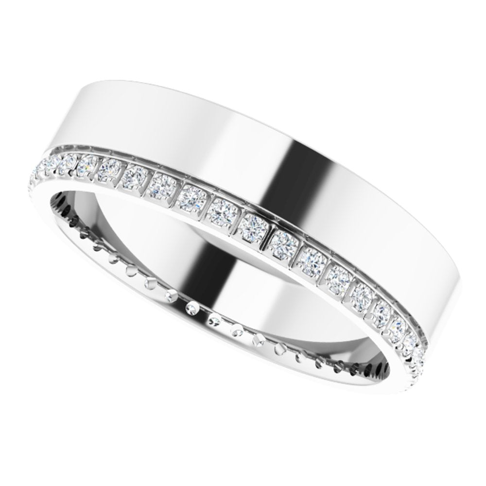 14K White Gold 3/8 CTW Natural Diamond Accented Band Size 10.5