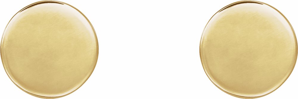 14K Yellow 8 mm Engravable Disc Earrings