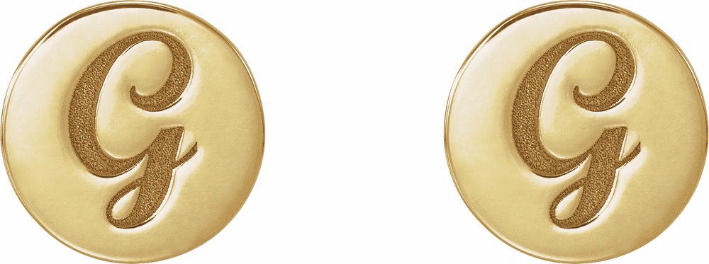14K Yellow Gold 8 mm Engravable Disc Earrings