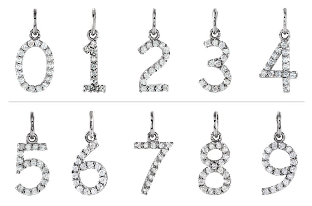 14K White Gold .07 CTW Natural Diamond Numeral 2 Charm/Pendant