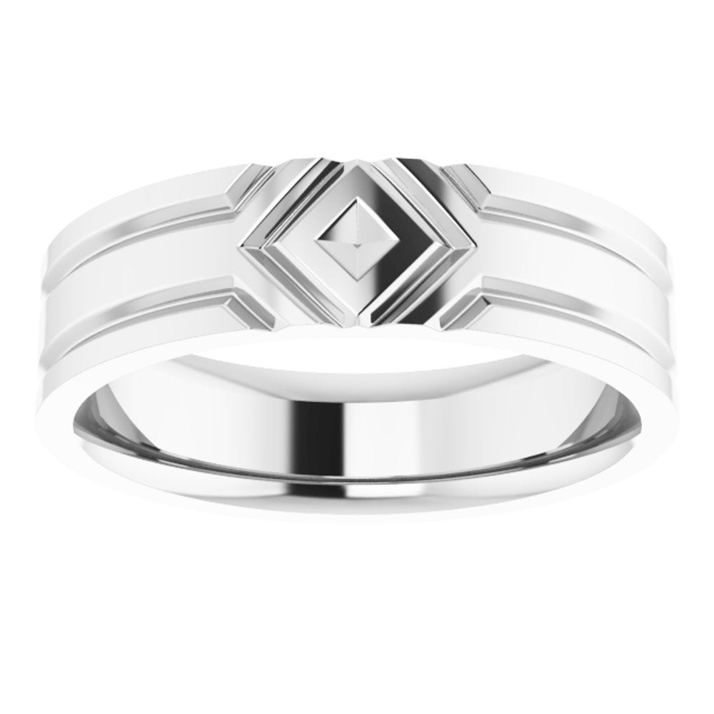Sterling Silver 6 mm Grooved Comfort-Fit Flat Band Size 10.5