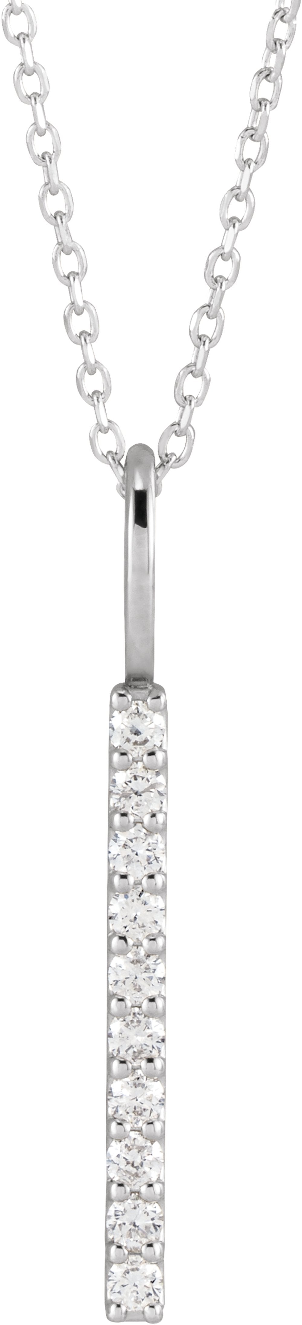 14K White Gold 1/6 CTW Lab-Grown Diamond Vertical Bar 16-18" Necklace
