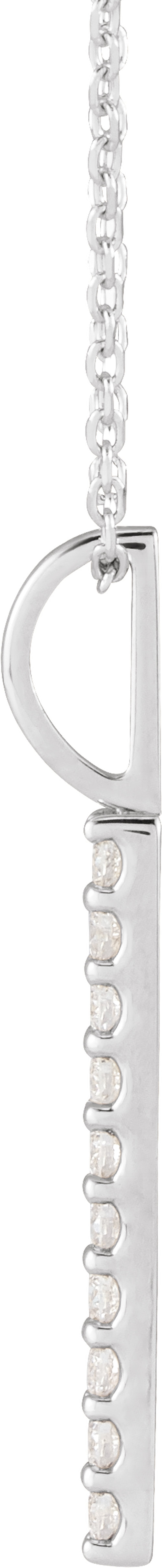 14K White Gold 1/6 CTW Lab-Grown Diamond Vertical Bar 16-18" Necklace