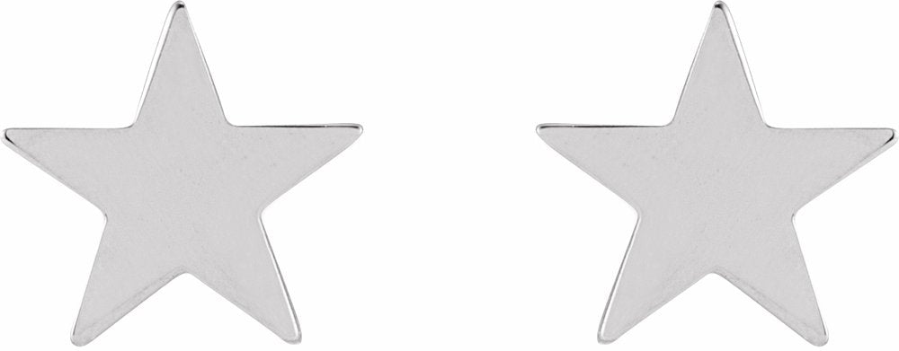 14K White 6.2 mm Star Friction Post & Back Earrings