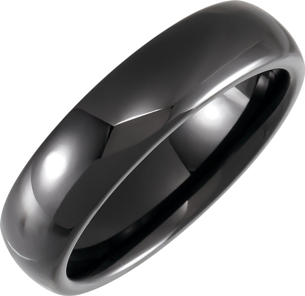 Black Ceramic 6 mm Comfort-Fit Half Round Band Size 7