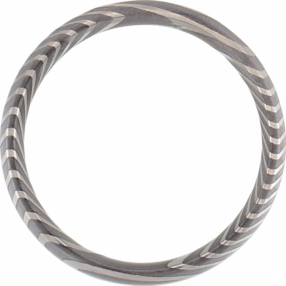 Damascus Steel 6 mm Beveled-Edge Comfort-Fit Flat Band Size 7