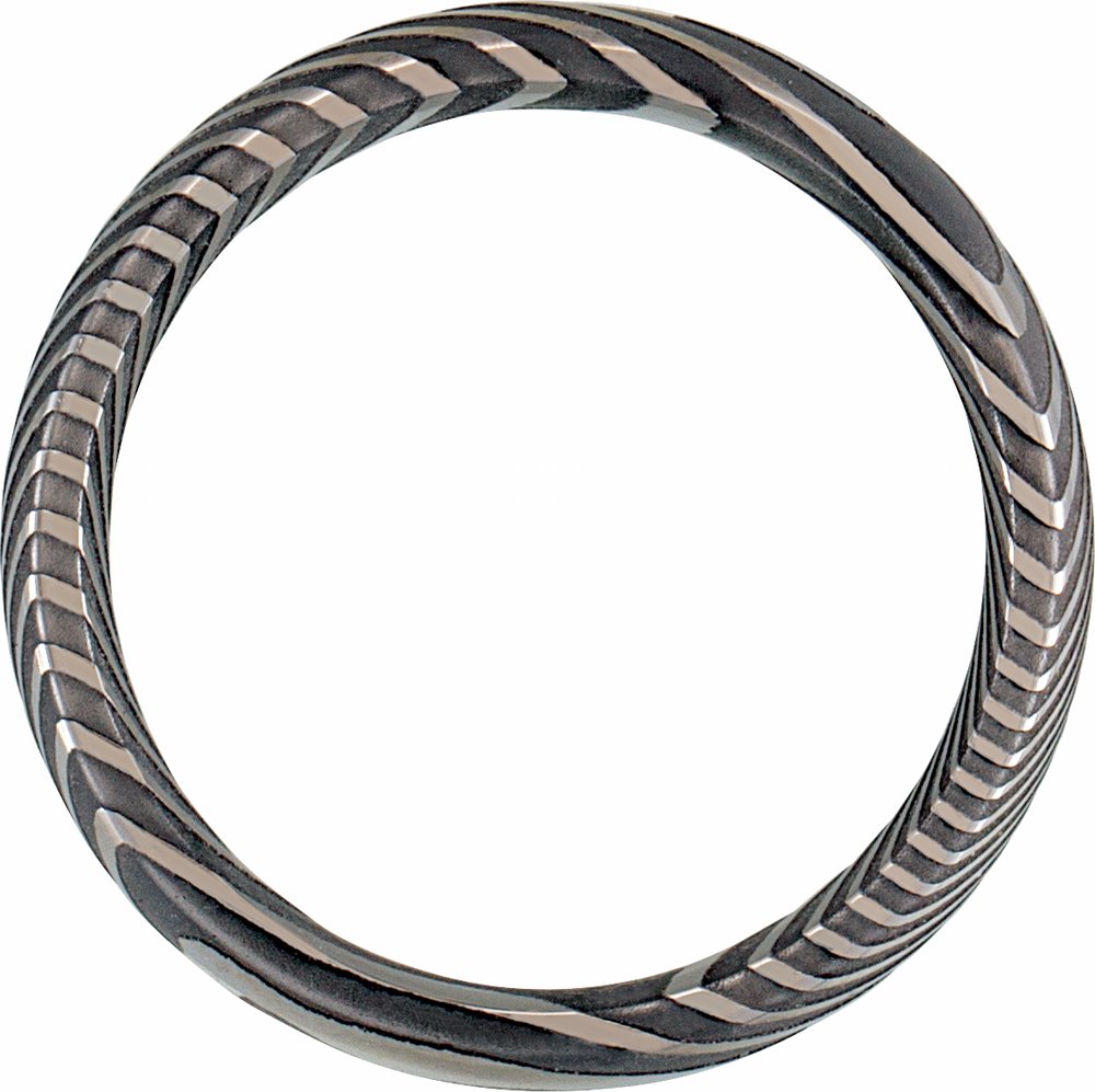 Damascus Steel 6 mm Comfort-Fit Half Round Band Size 7
