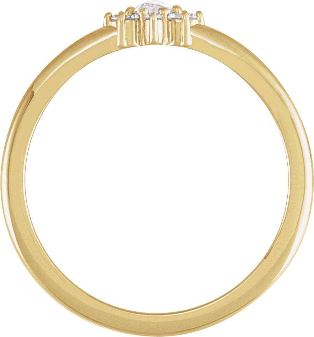 14K Yellow 1/6 CTW Rose-Cut Natural Diamond & Faceted Natural Diamond Halo-Style Ring