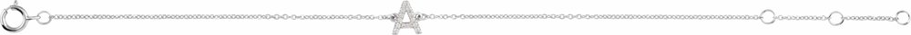 14K White 1/10 CTW Natural Diamond Initial A 6-7" Bracelet