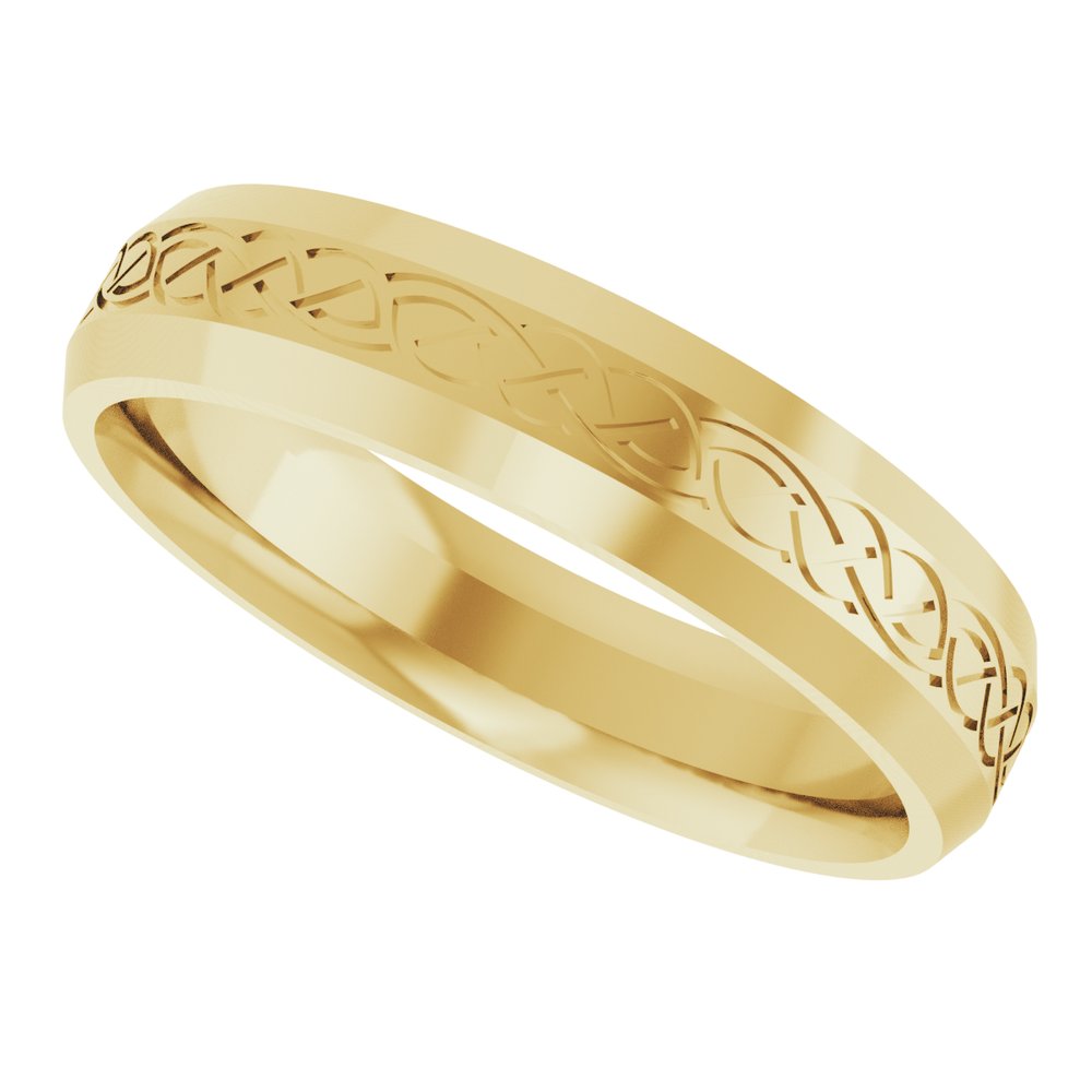 10K Yellow Gold 5 mm Beveled-Edge Celtic-Inspired Comfort-Fit Flat Band Size 10