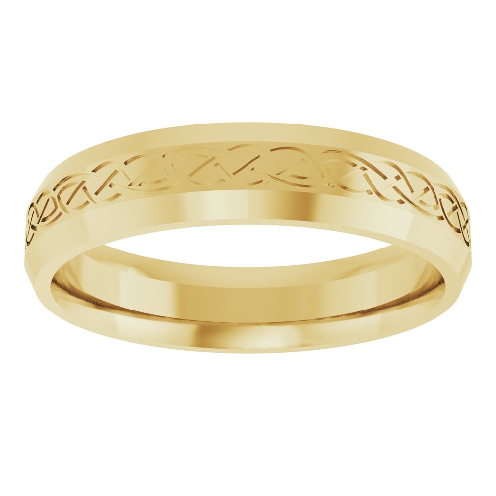 10K Yellow Gold 5 mm Beveled-Edge Celtic-Inspired Comfort-Fit Flat Band Size 10