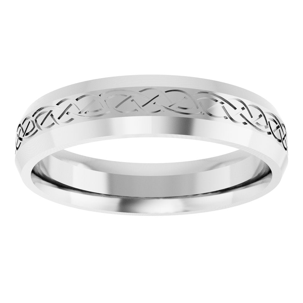 Sterling Silver 5 mm Beveled-Edge Celtic-Inspired Comfort-Fit Flat Band Size 10