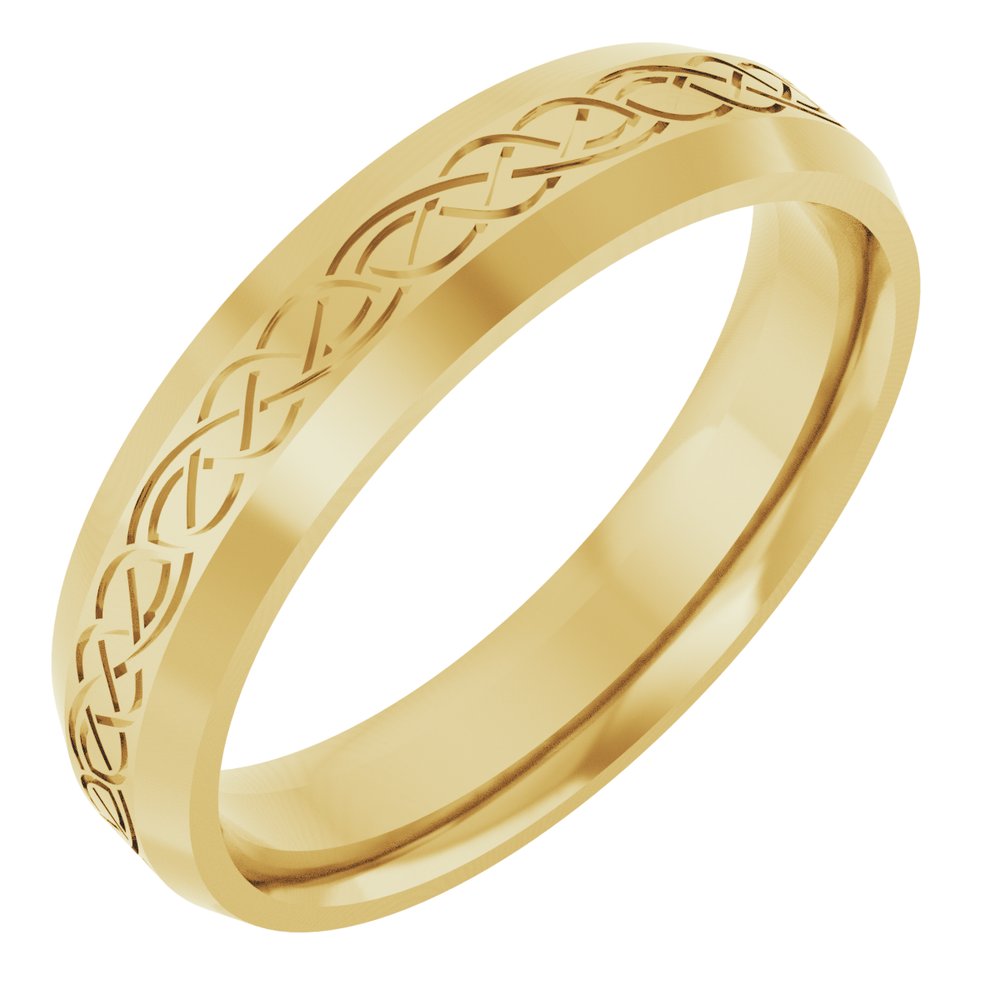 10K Yellow Gold 5 mm Beveled-Edge Celtic-Inspired Comfort-Fit Flat Band Size 10