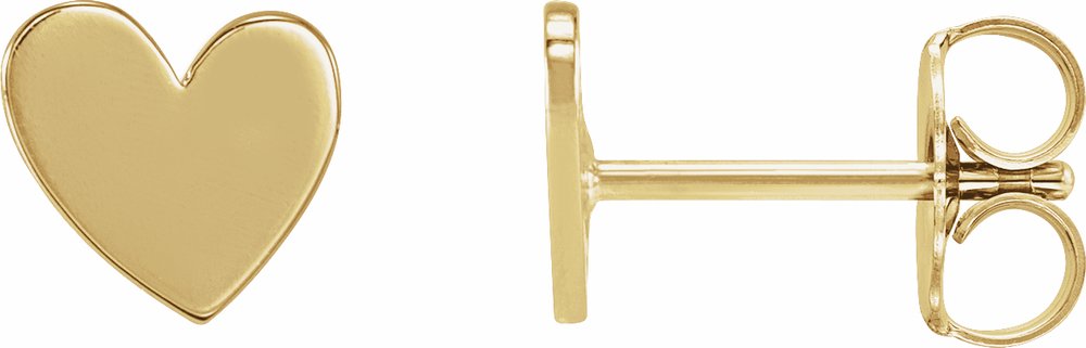 14K Yellow Gold 6 mm Asymmetrical Heart Earrings
