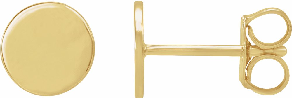 14K Yellow Gold 6.3 mm Engravable Disc Earrings