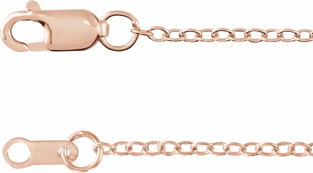 14K Rose 1.3 mm Cable 24" Chain