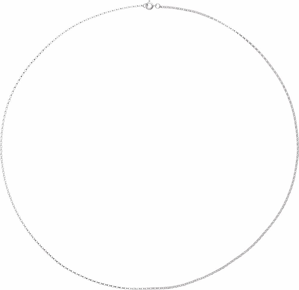 14K White Gold 1.1 mm Rolo 16" Chain