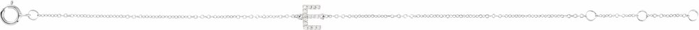 14K White Gold .06 CTW Natural Diamond Initial E 6-7" Bracelet